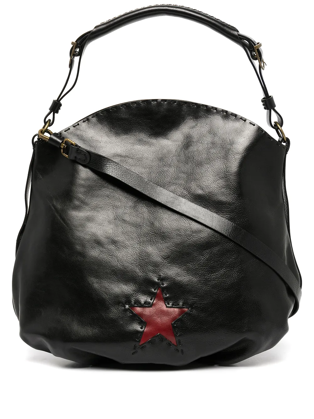 Madison.Maison leather star-detail shoulder bag – Black