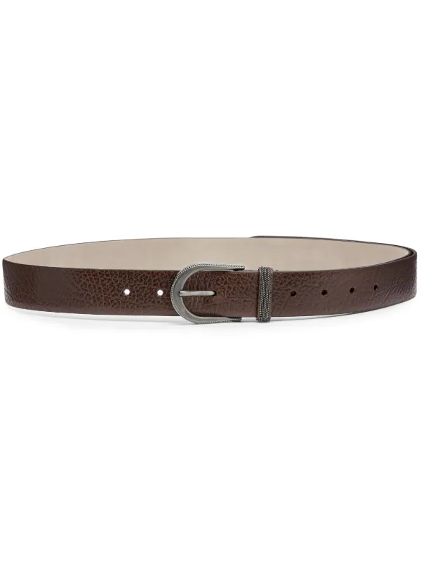 Brunello Cucinelli Grained Leather Belt in Brown