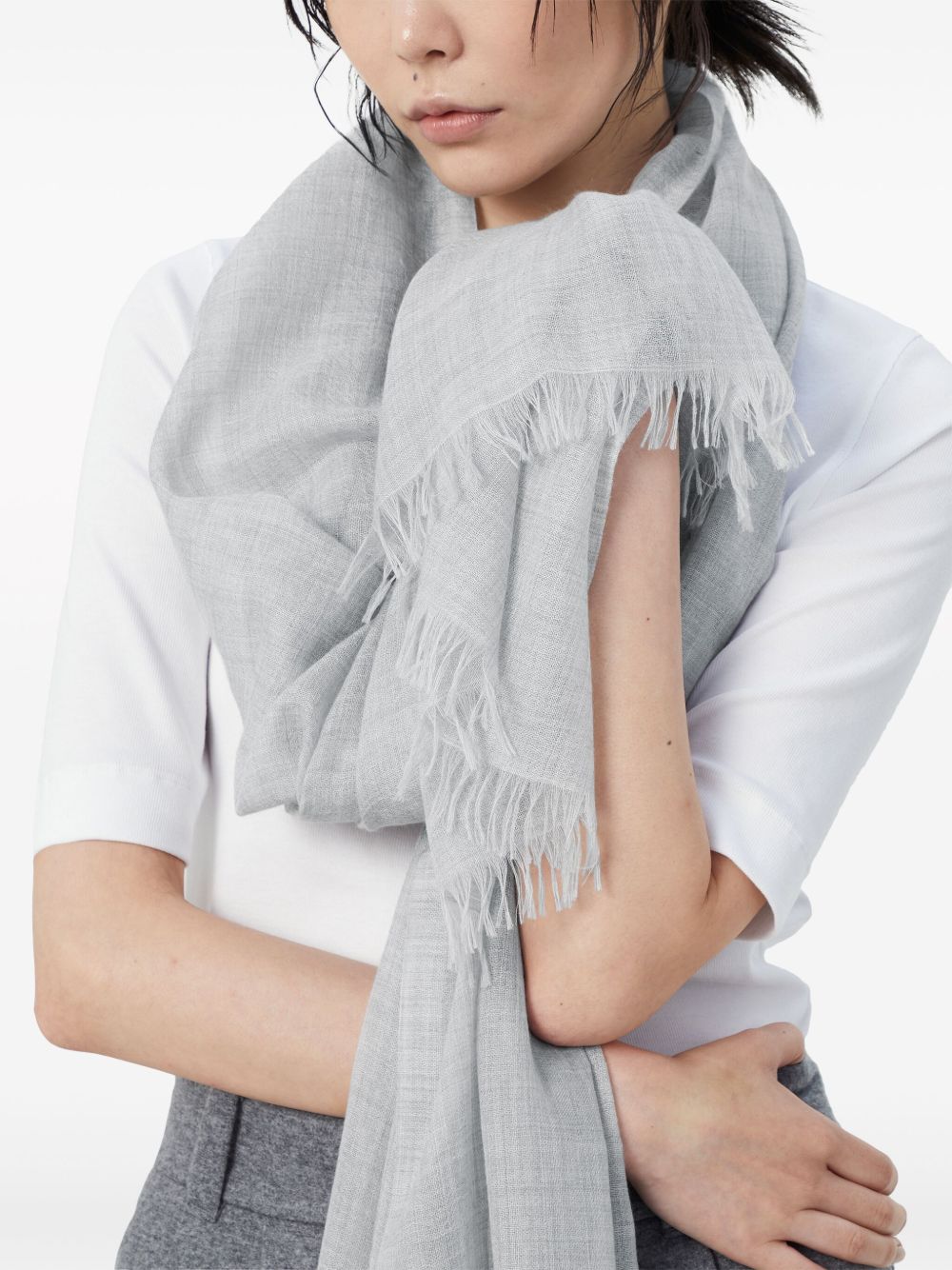 Brunello Cucinelli fringed-edge cashmere scarf Women