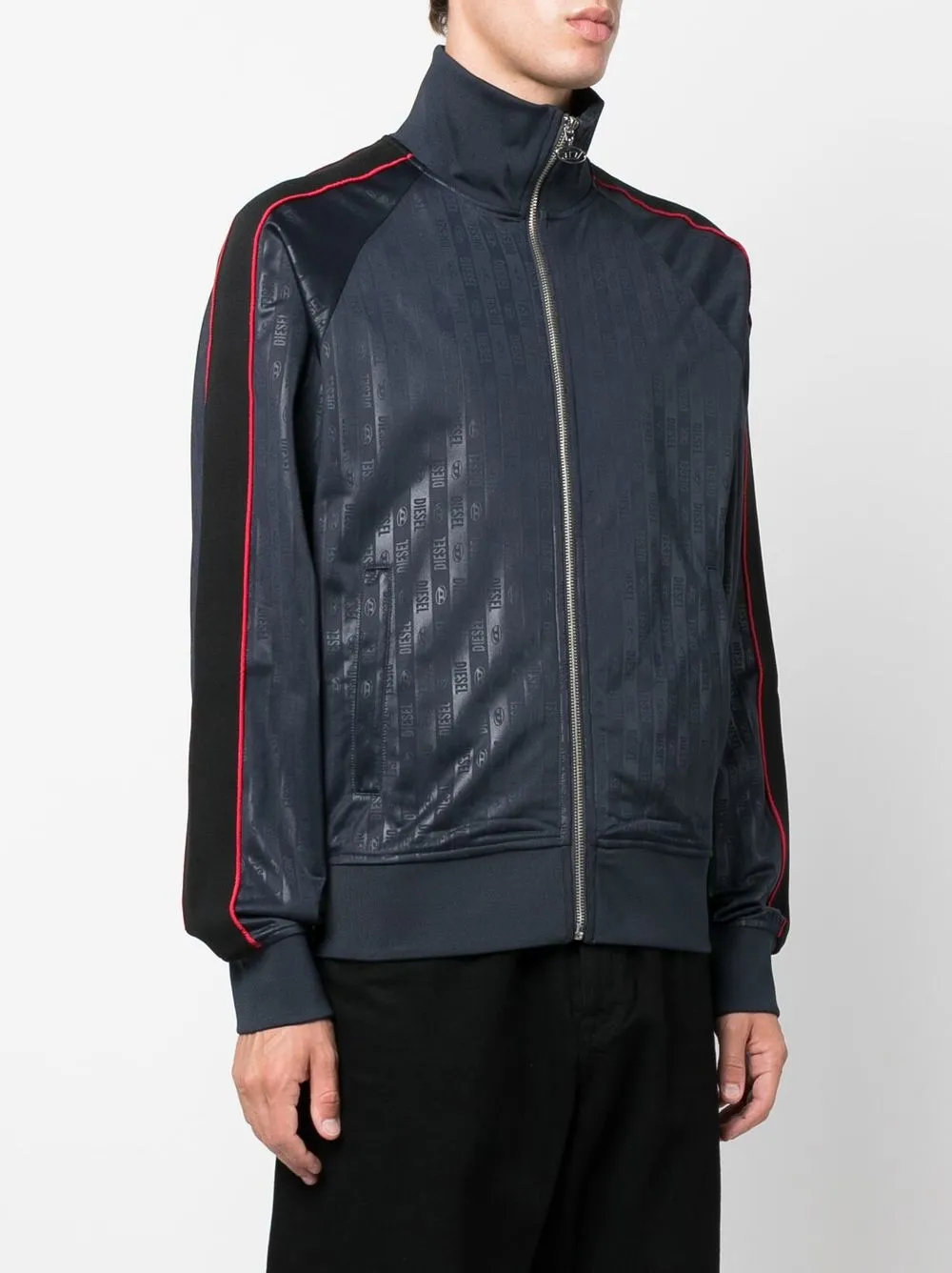 diesel logo印花条纹细节拉链夹克