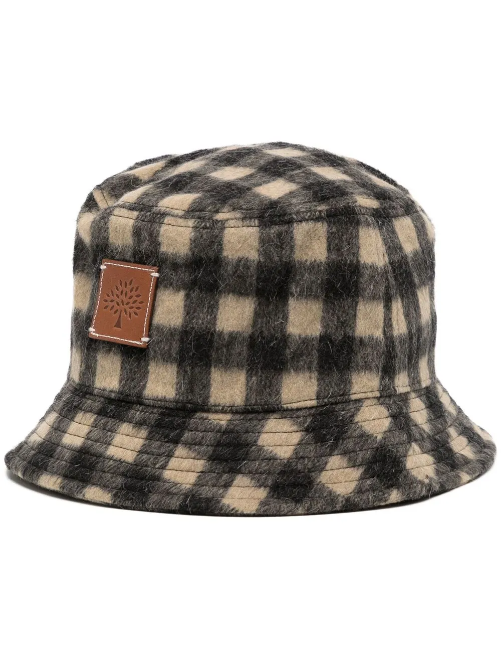 

Mulberry check-pattern logo-patch bucket hat - Neutrals