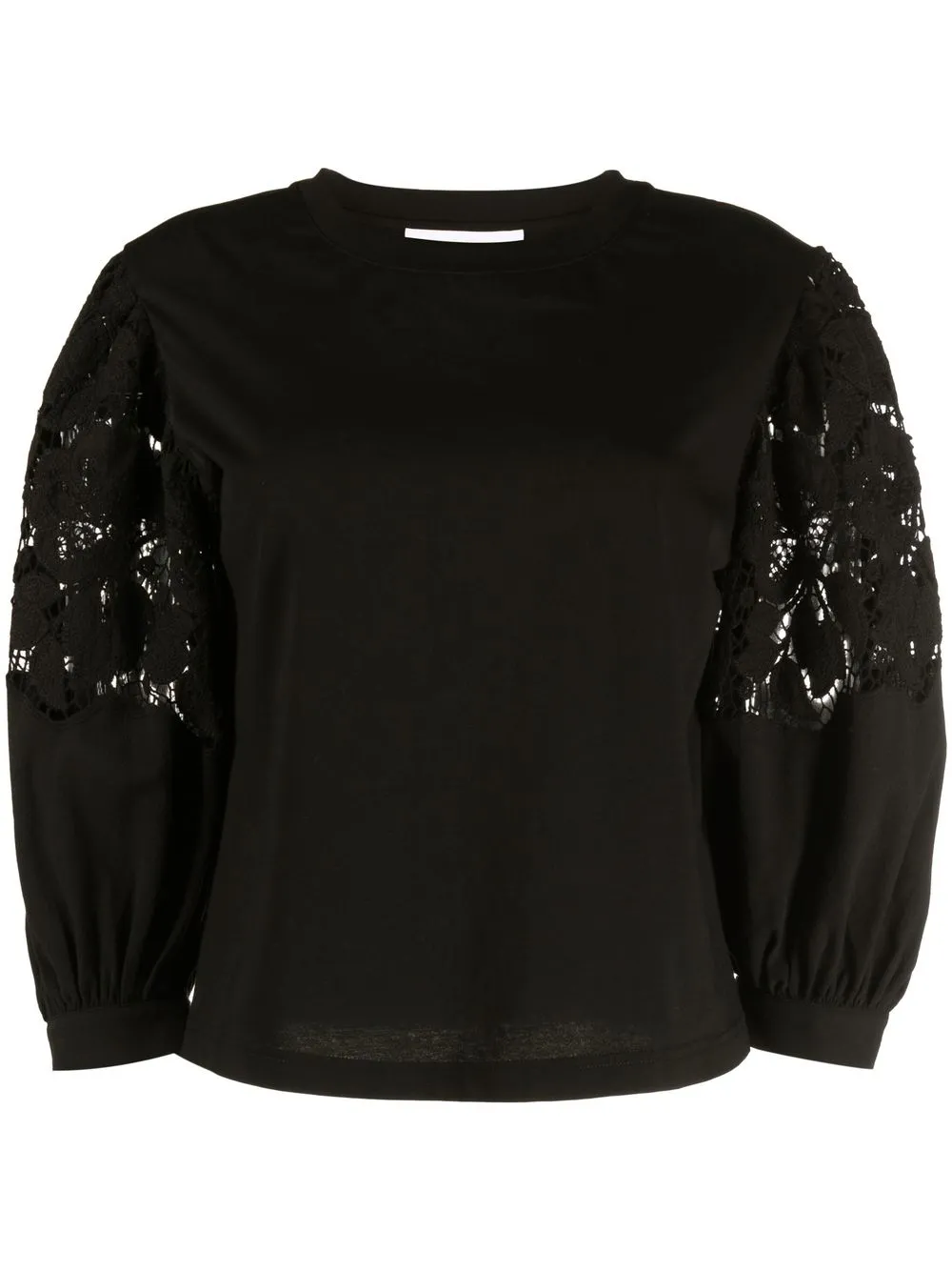 

See by Chloé balloon-sleeve knitted top - Black