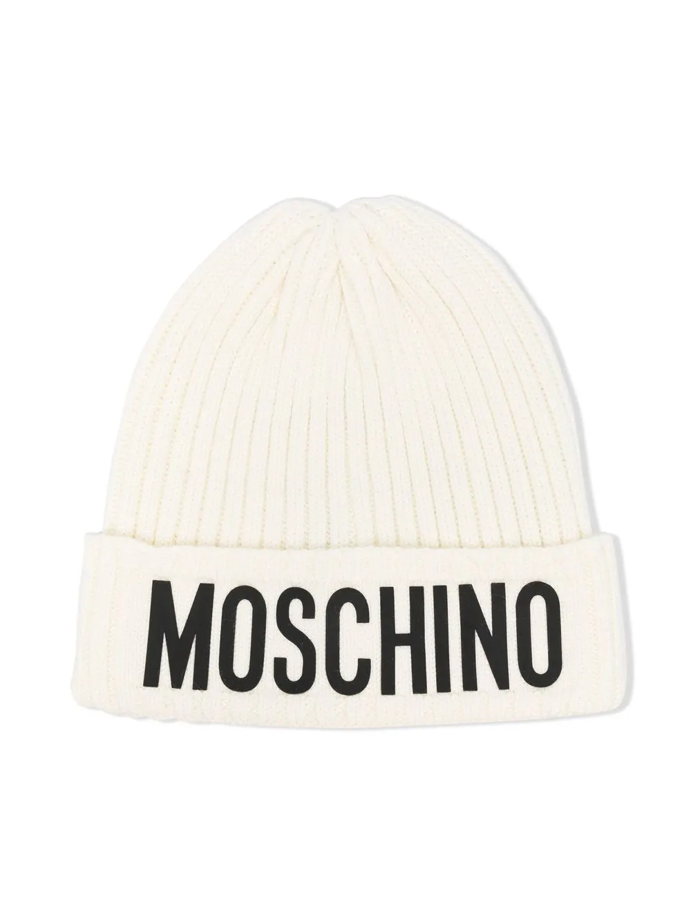 

Moschino Kids logo-print wool beanie - Neutrals