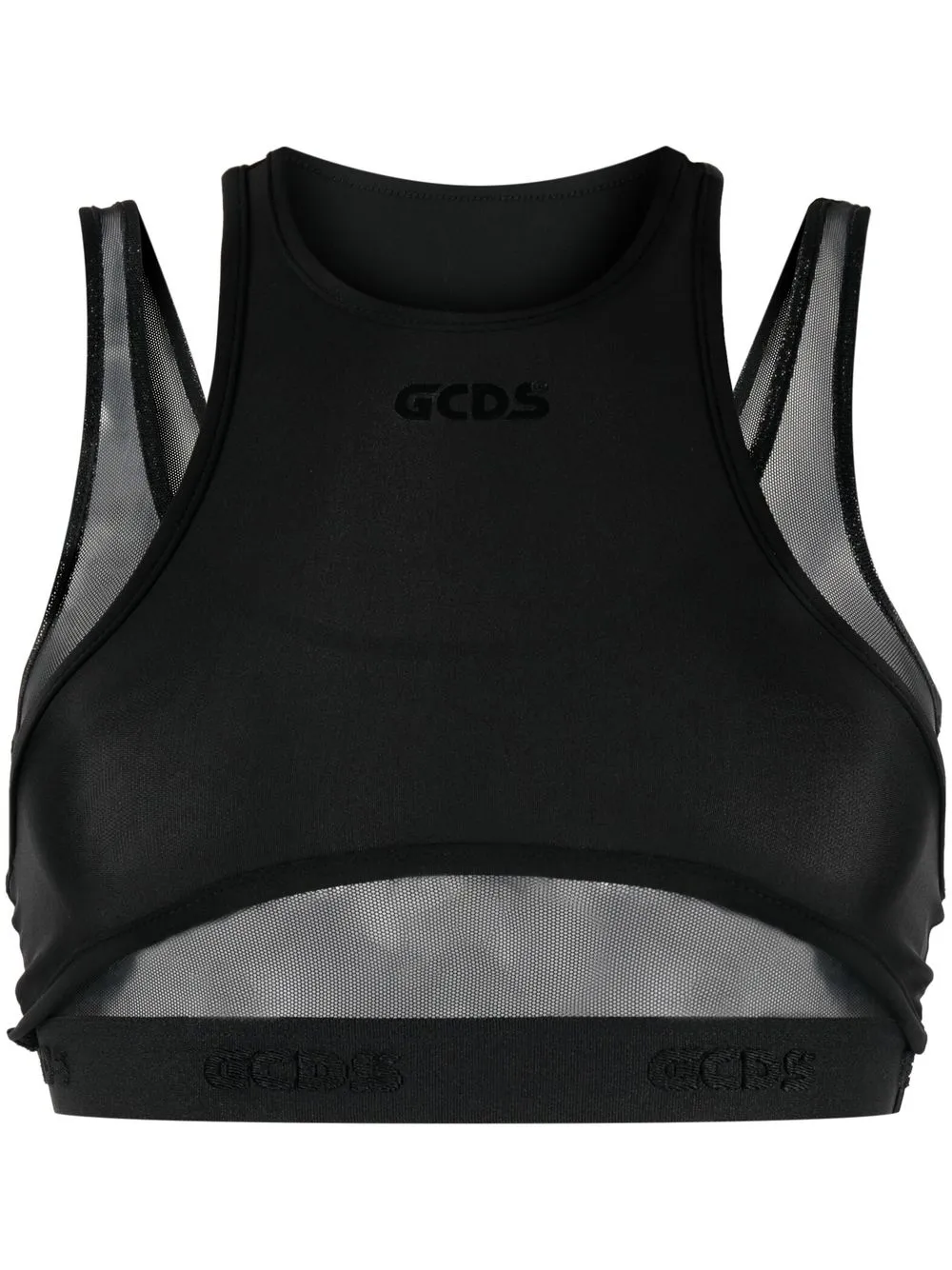 

Gcds top corto con panel transparente - Negro