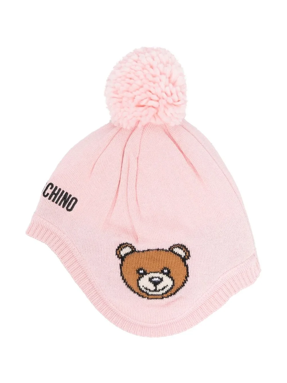 

Moschino Kids logo-embroidered knitted hat - Pink