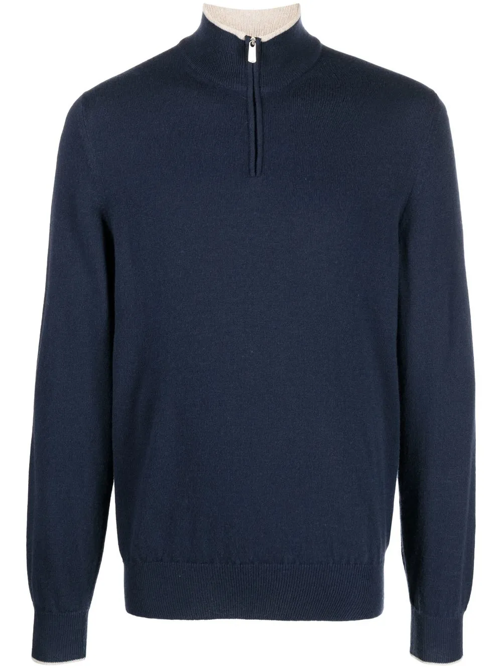 

Fedeli half-zip fastening knit jumper - Blue