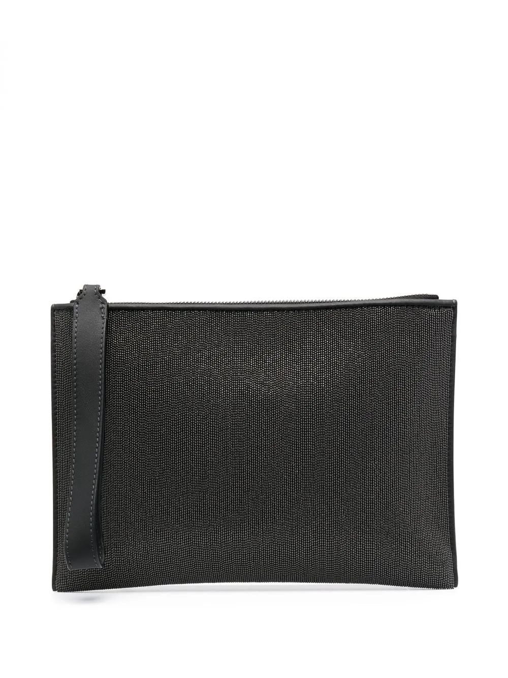 

Brunello Cucinelli bead-embellished leather clutch bag - Black