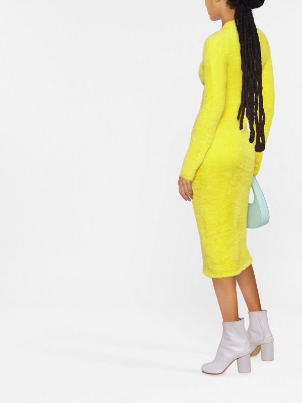 Neon yellow long outlet sleeve dress