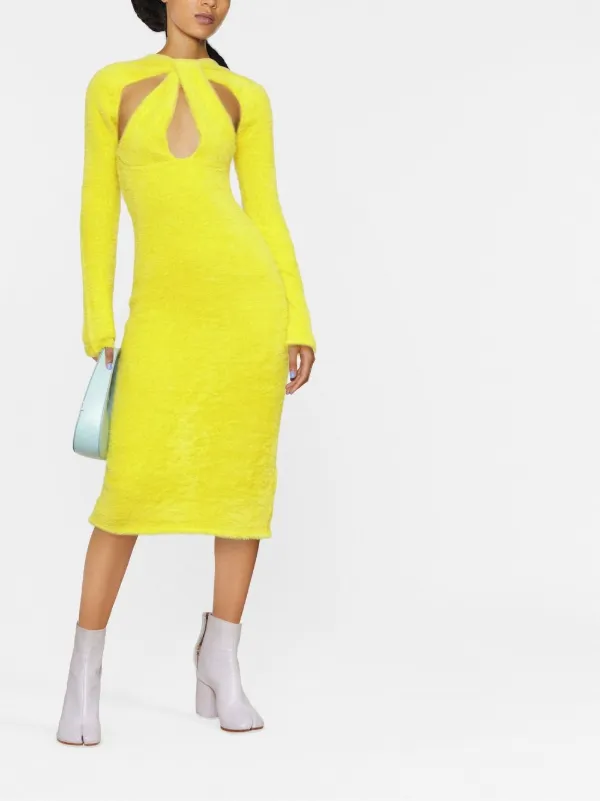 Bright yellow long outlet sleeve dress