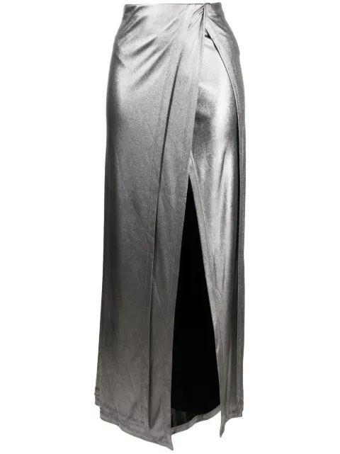 LOEWE high-waisted metallic wrap skirt