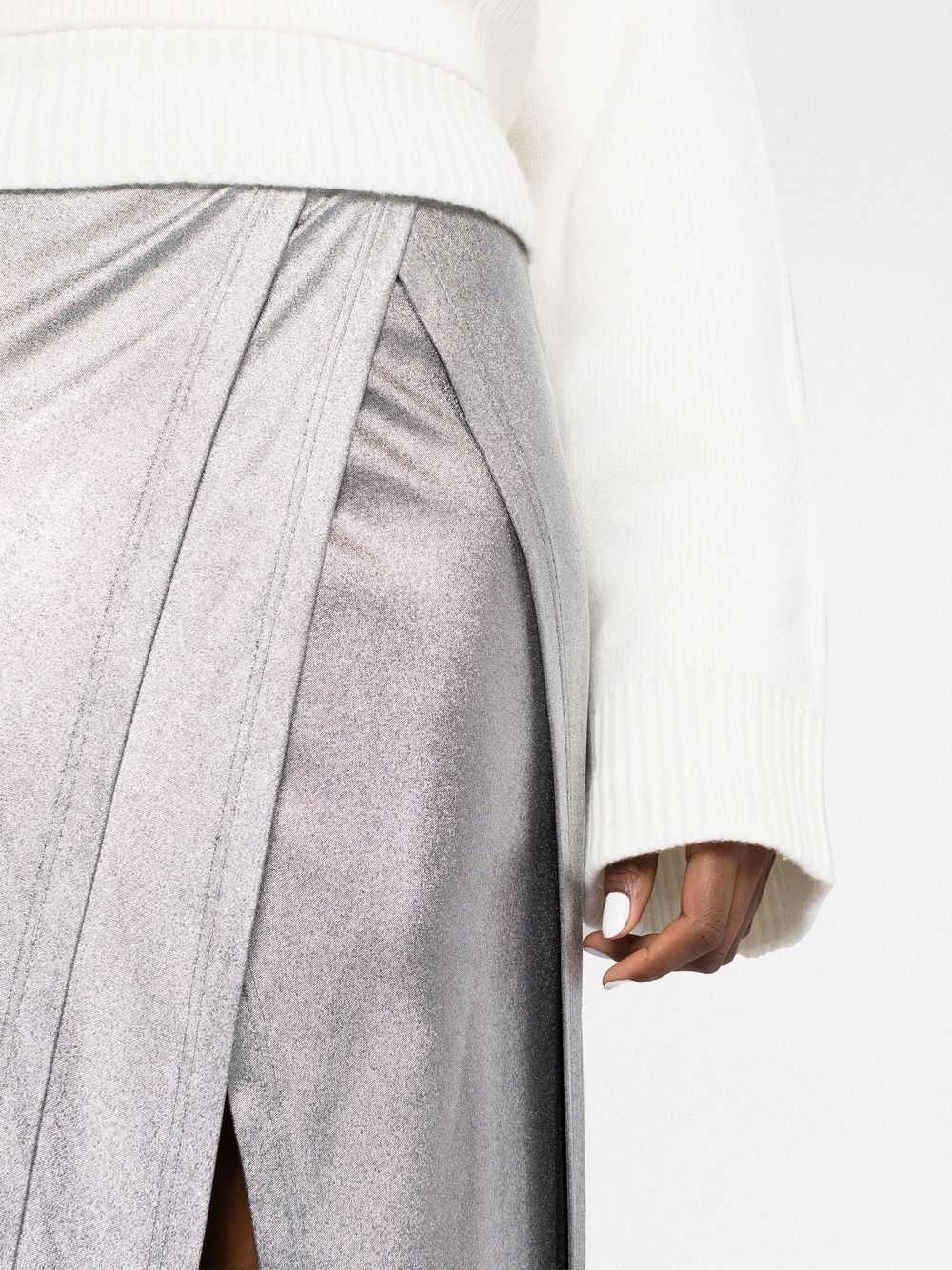 Shop Loewe High-waisted Metallic Wrap Skirt In Silver