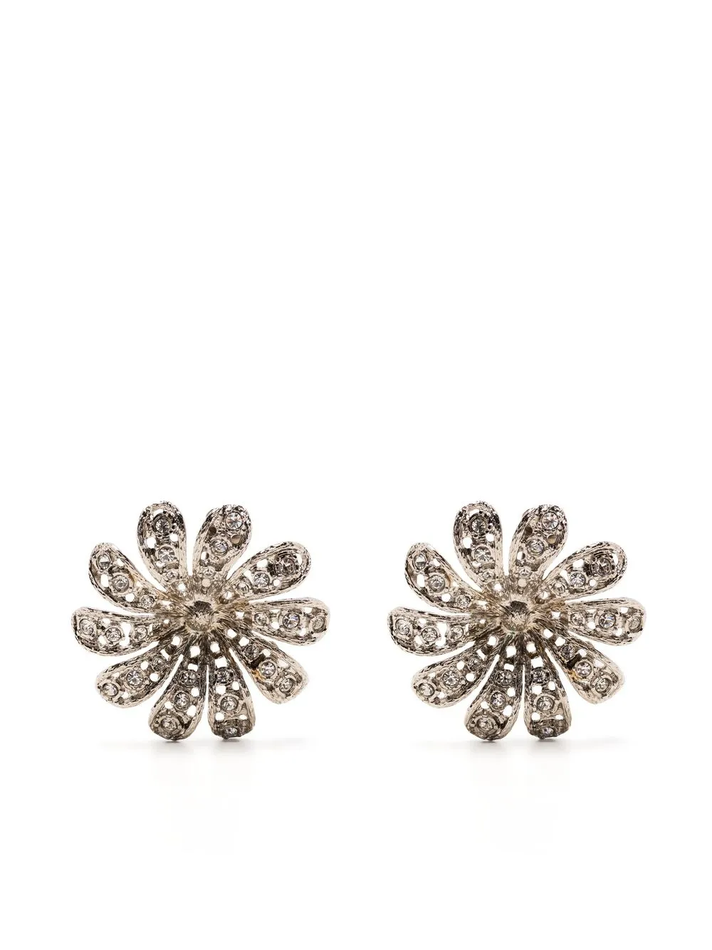 

Alessandra Rich aretes con detalle de flor en cristal - Plateado