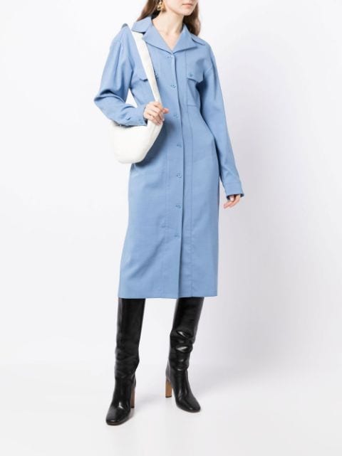 spread-collar long-sleeve dress