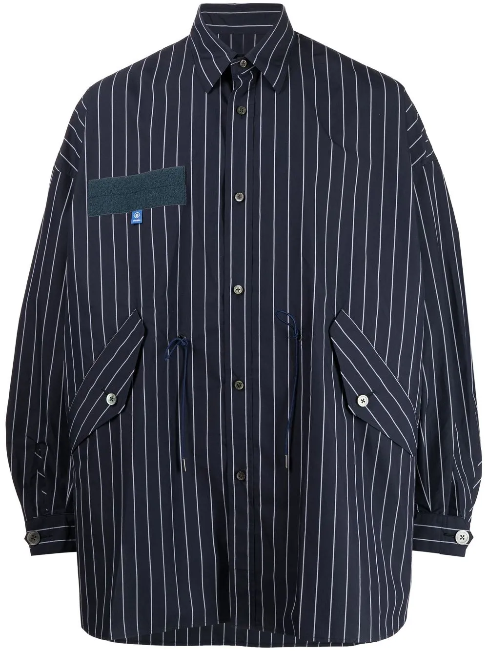 

Fumito Ganryu camisa con rayas diplomáticas estampadas y botones - Azul