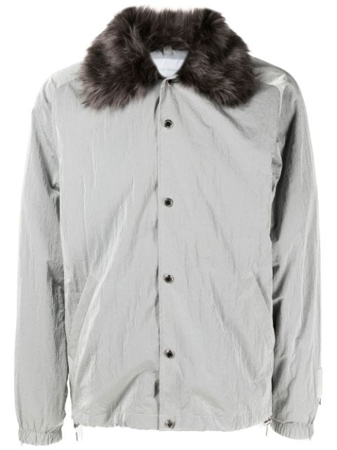 Fumito Ganryu faux-fur collar jacket
