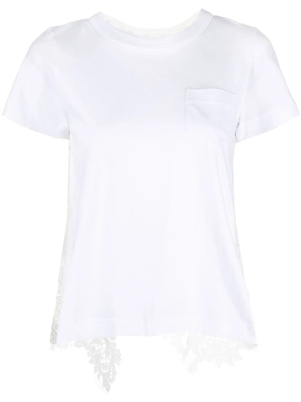 

sacai playera con paneles de encaje - Blanco