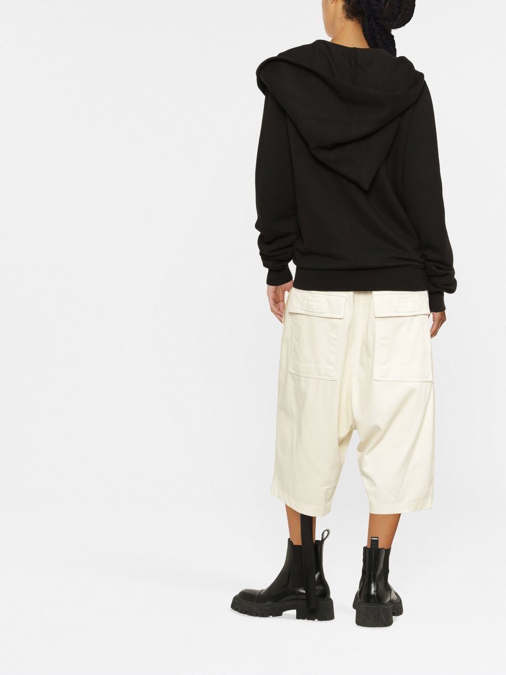 Rick Owens DRKSHDW アシンメトリー ジップアップロングパーカー-