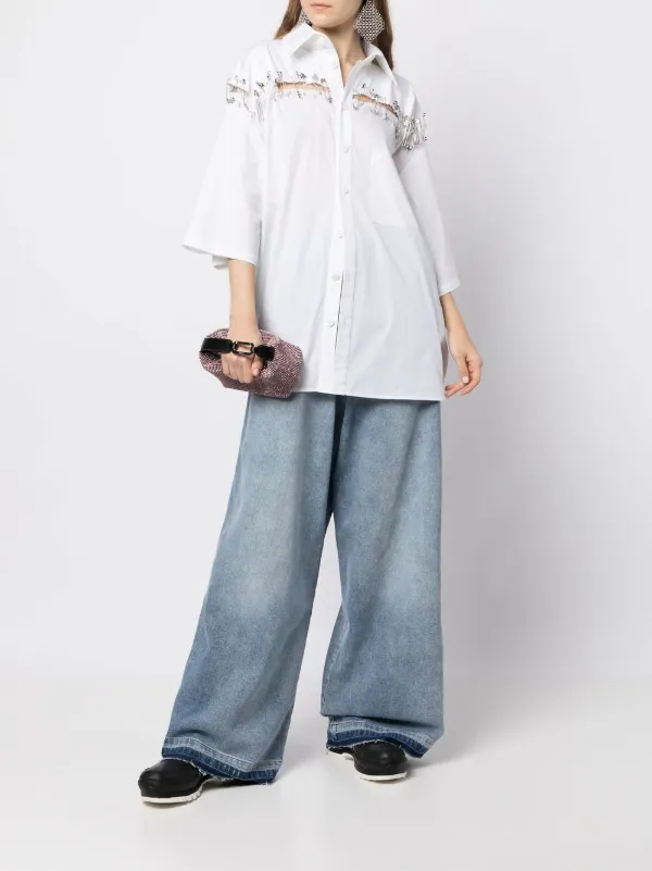 Natasha Zinko wide-leg zip-detail Jeans | Blue | FARFETCH