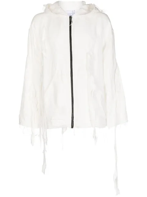 Natasha Zinko distressed zip-fastening hoodie
