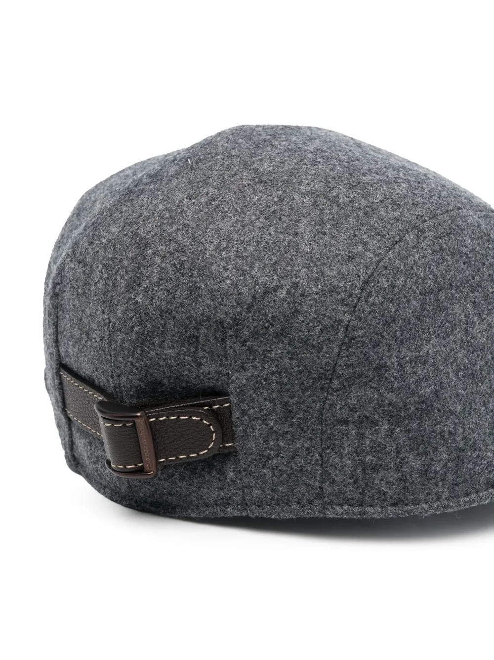 Brunello Cucinelli Virgin Wool Embroidered Flat Cap In Grey