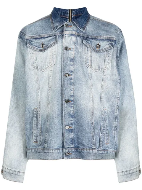 Natasha Zinko logo-patch zip-up denim jacket 