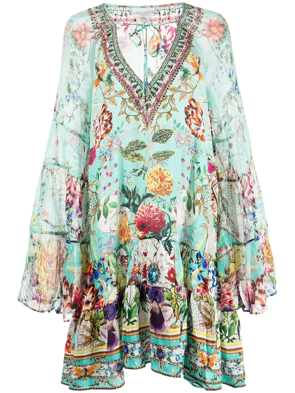 

Camilla floral-print mini dress - Green