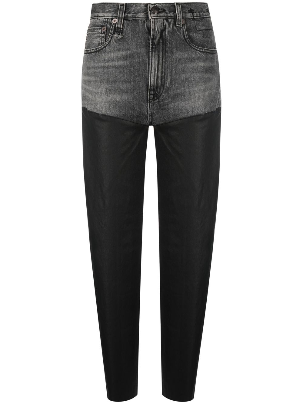 R13 Courtney Chaps Denim And Leather Slim leg Jeans In Dark Wash