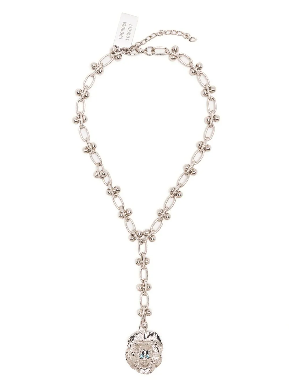 Chopova Lowena Floral-pendant Chain-link Necklace In Silver