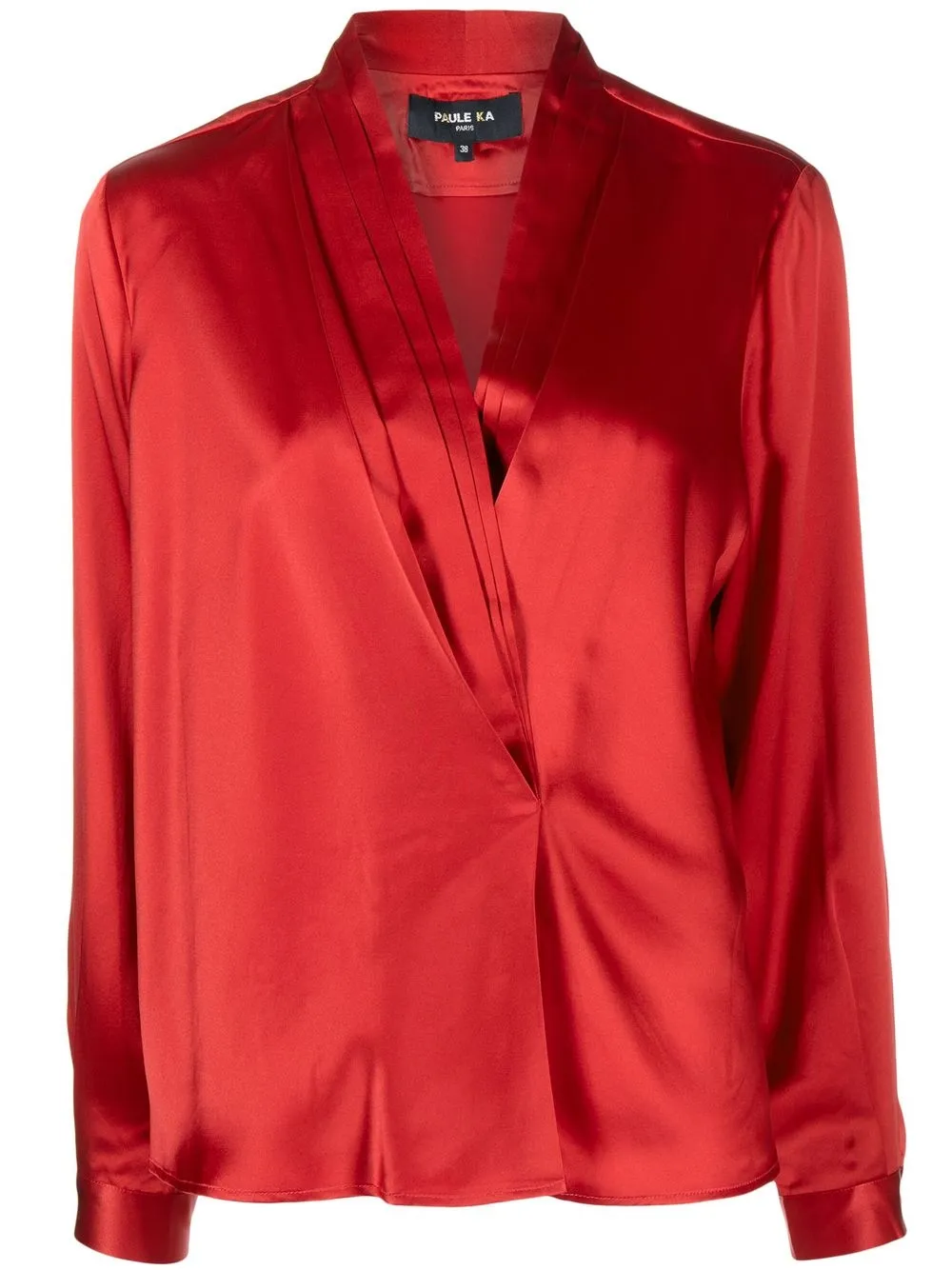 

Paule Ka blusa de seda con cuello en V - Rojo