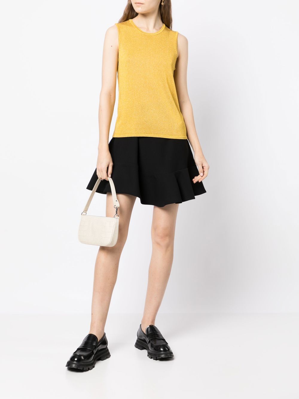 Shop Paule Ka Sleeveless Knit Top In Yellow