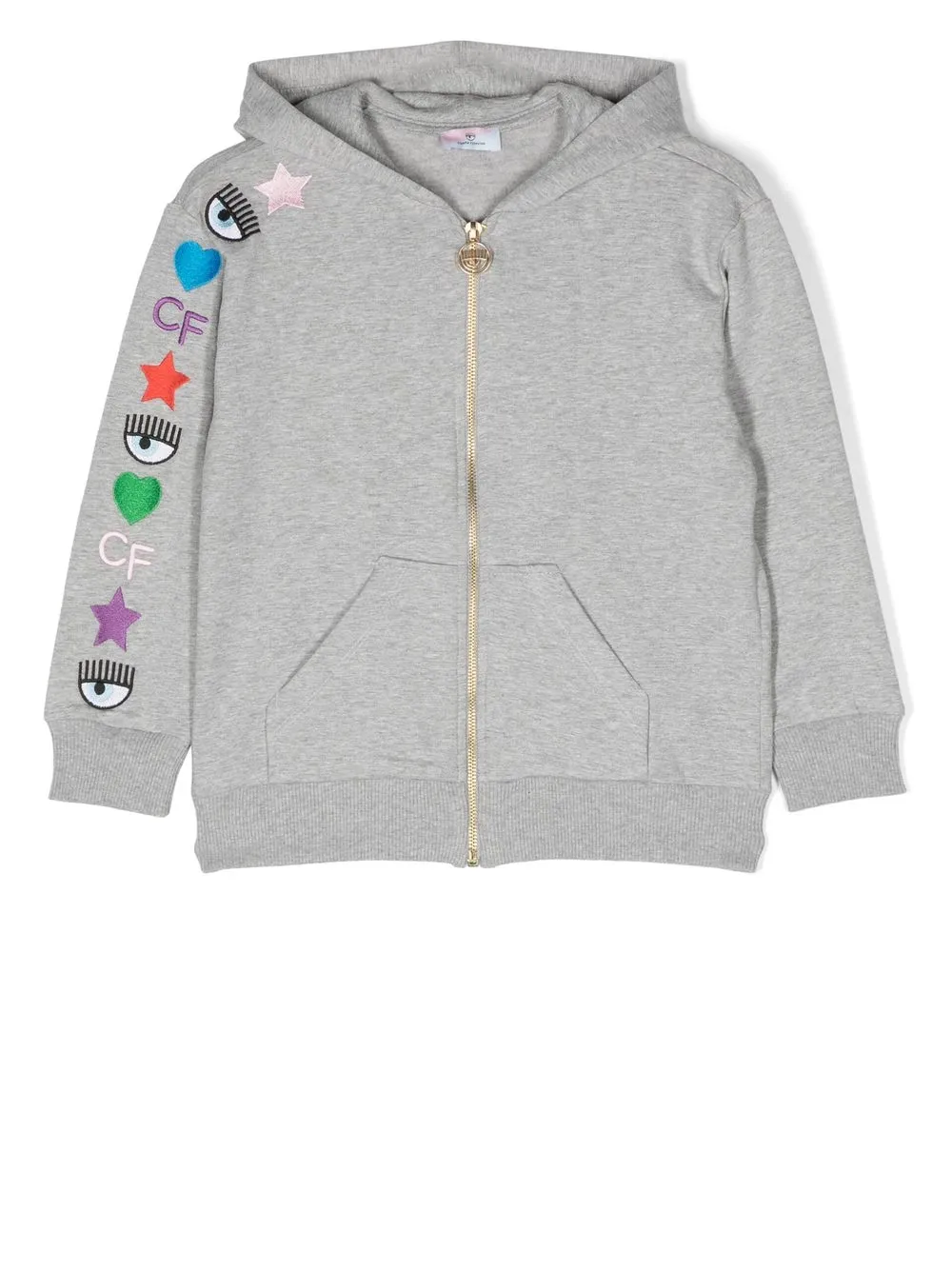 

Chiara Ferragni Kids logo-embroidered zipped hoodie - Grey