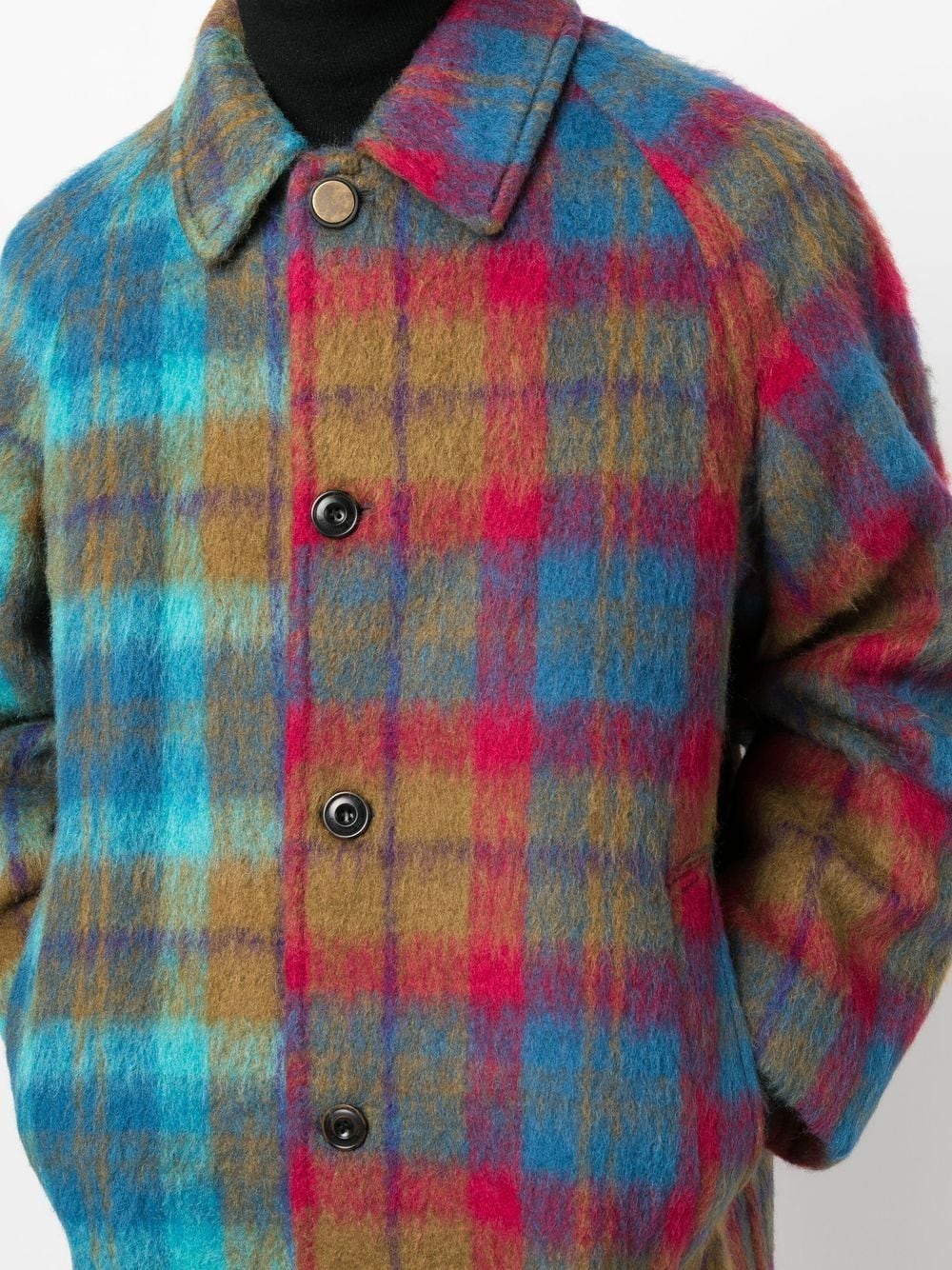 Andersson Bell colour-block Check single-breasted Coat - Farfetch