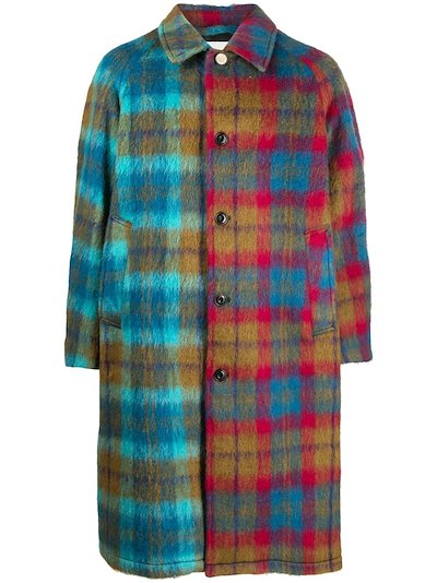 Andersson Bell - colour-block check single-breasted coat