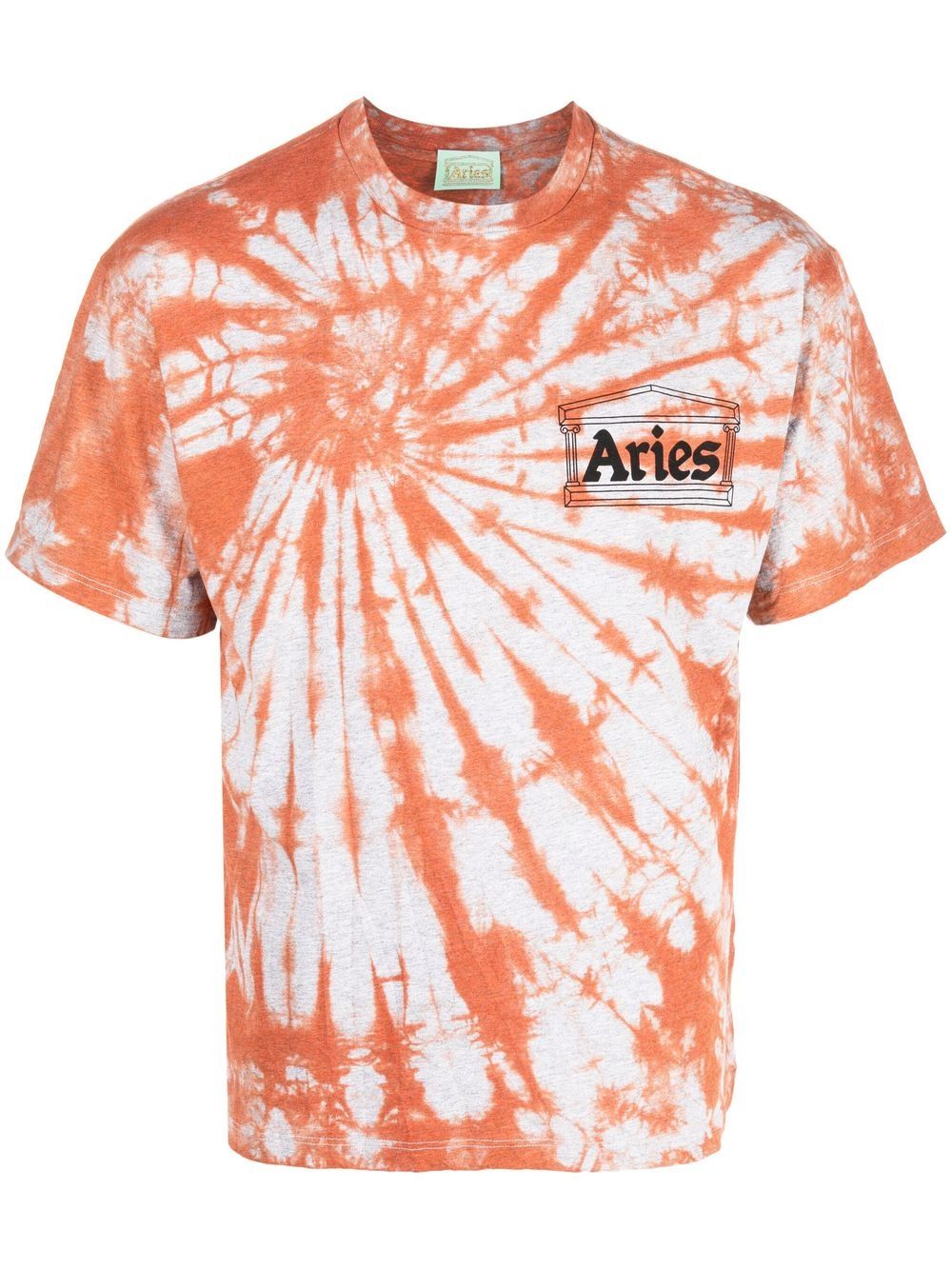 aries t-shirt tie-dye à logo imprimé - orange