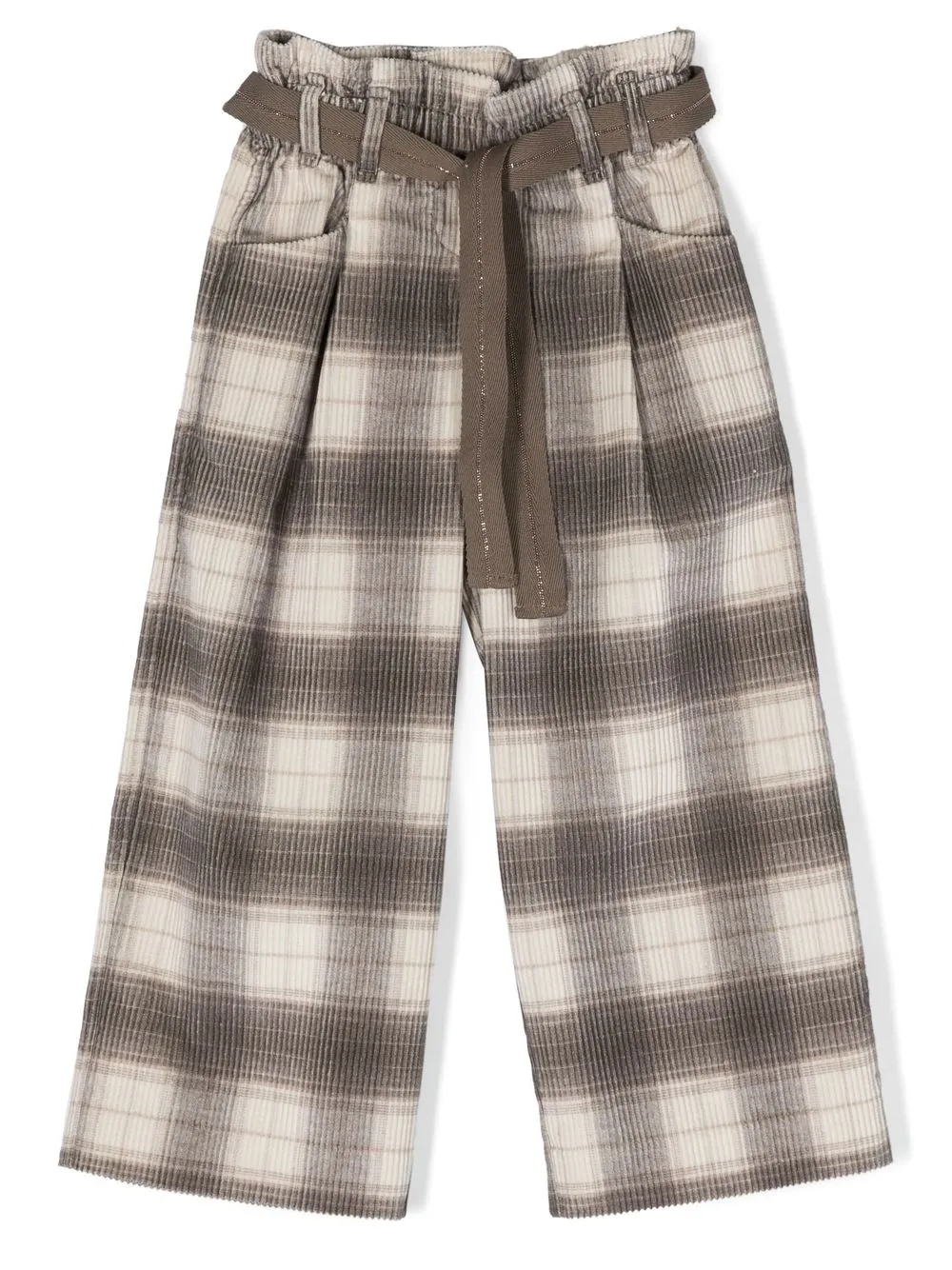 

Brunello Cucinelli Kids checked corduroy trousers - Grey