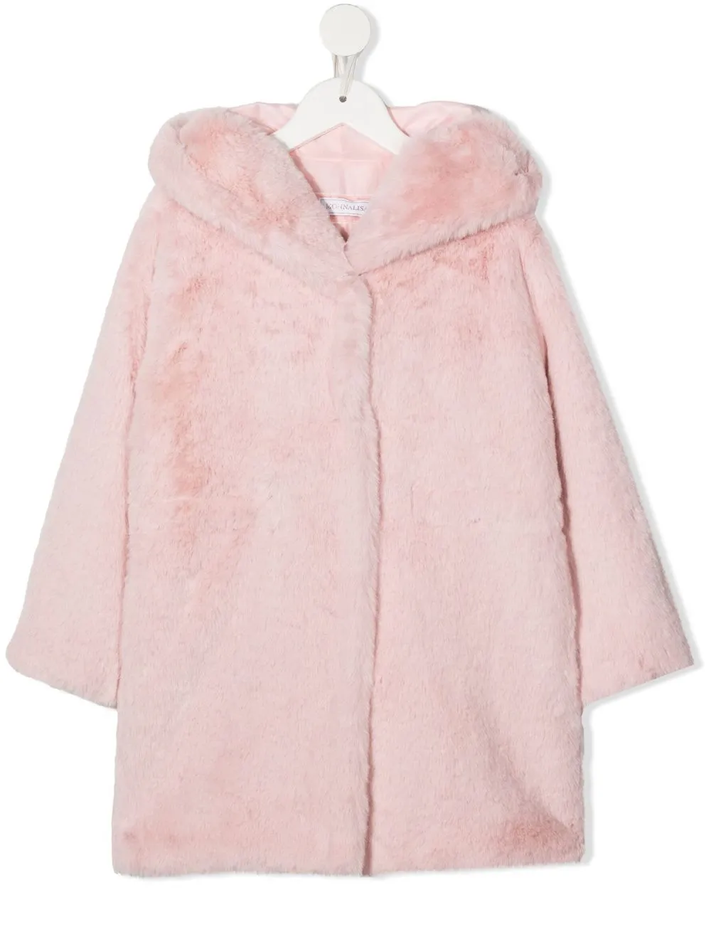 Monnalisa Kids' Hooded Faux-fur Coat In 粉色