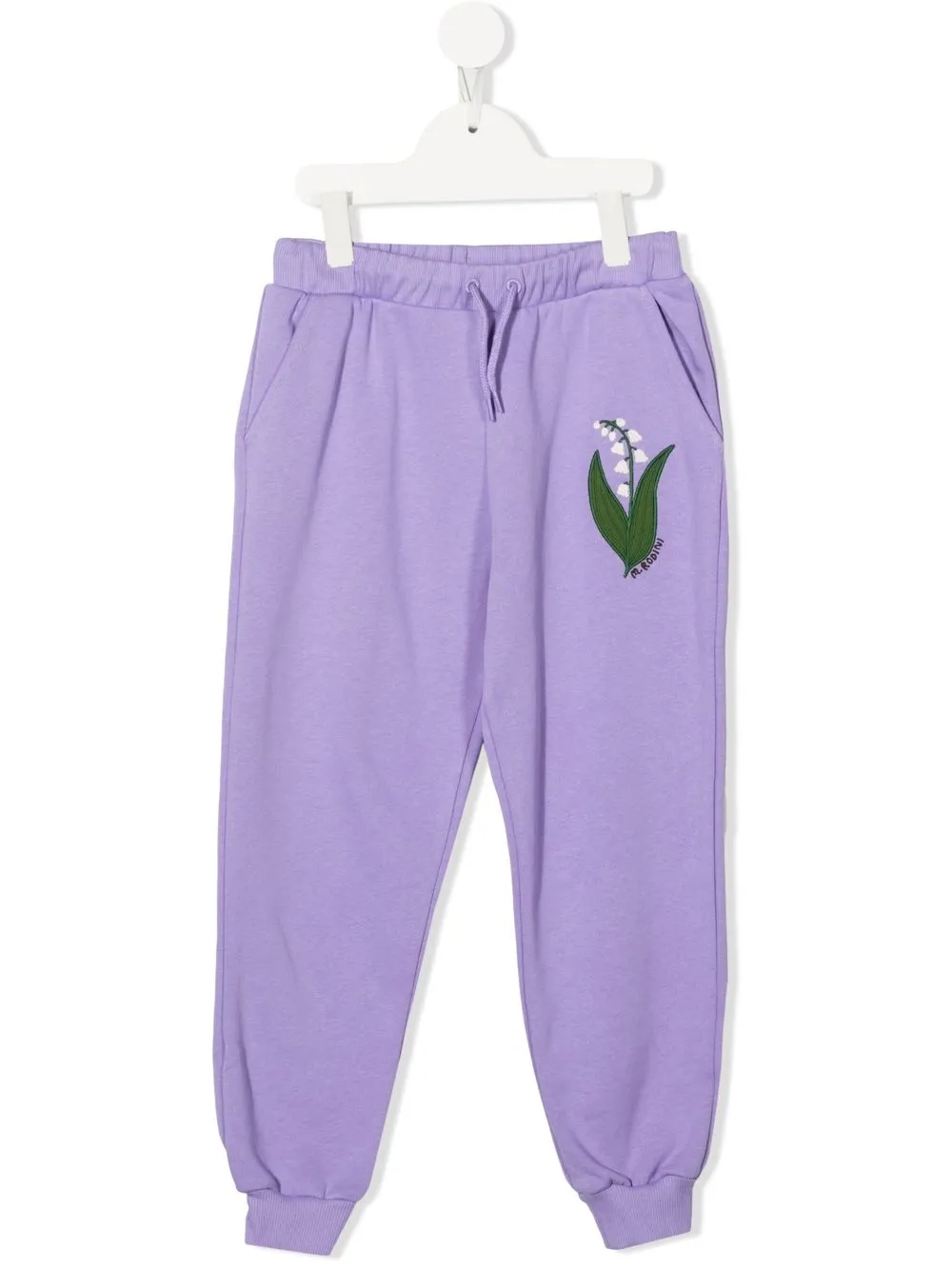 

Mini Rodini floral-embroidered drawstring track pants - Purple