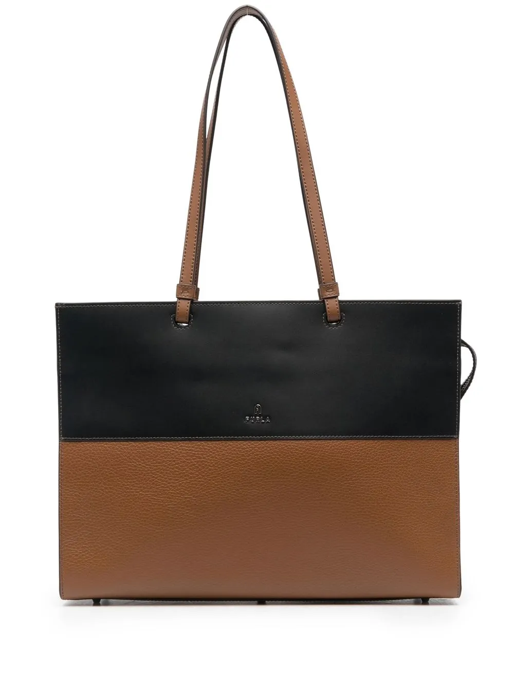 

Furla two-tone leather tote bag - Brown