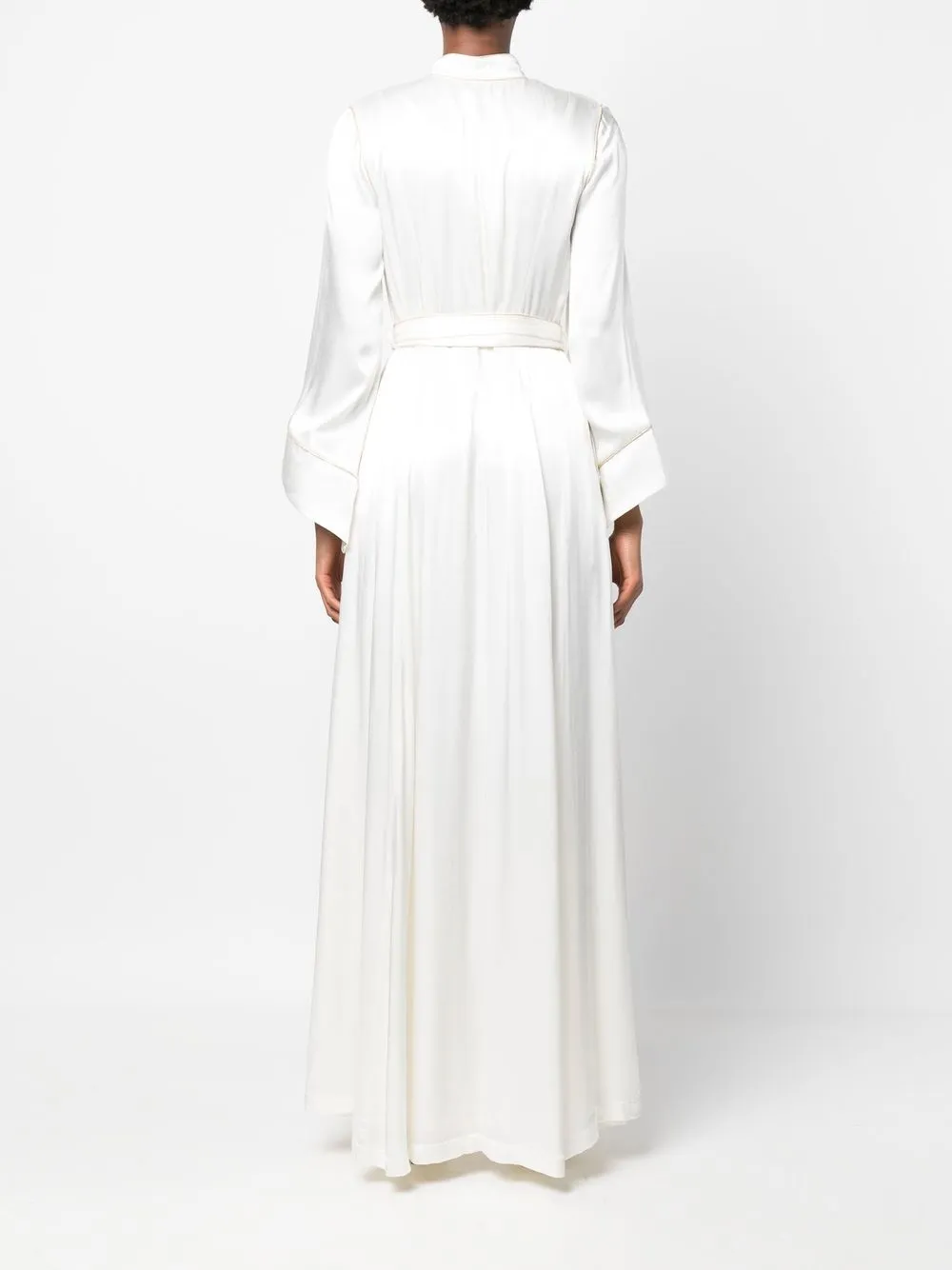 Baruni Belted Satin Maxi Dress In White ModeSens
