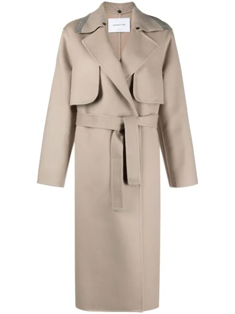 single-breasted belted-waist coat