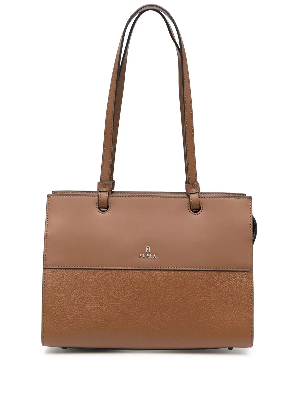 

Furla tote con placa del logo - Marrón