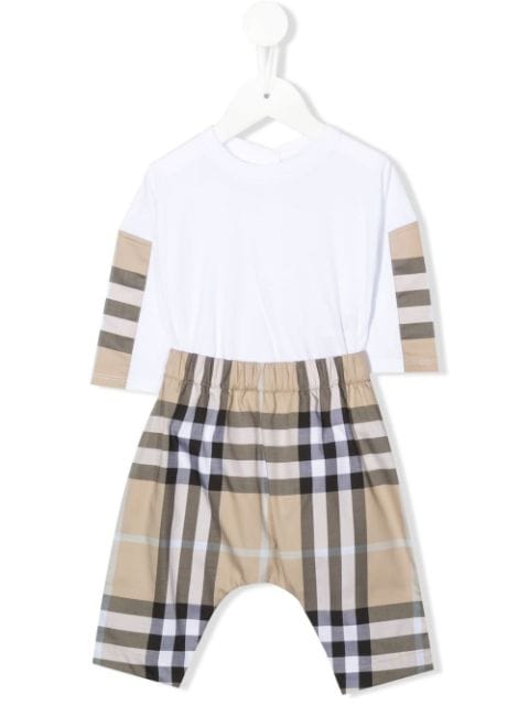 Burberry Kids barboteuse en coton à carreaux 