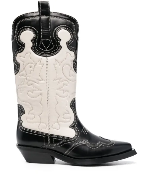 GANNI Bestickte Cowboystiefel 55mm