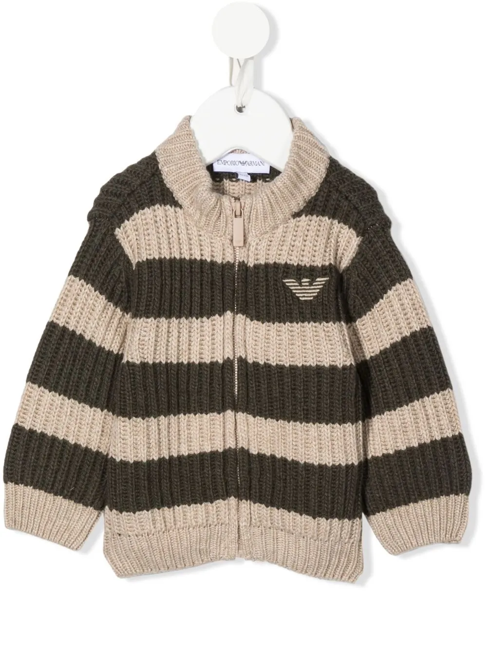 

Emporio Armani Kids striped knit zip-up cardigan - Green