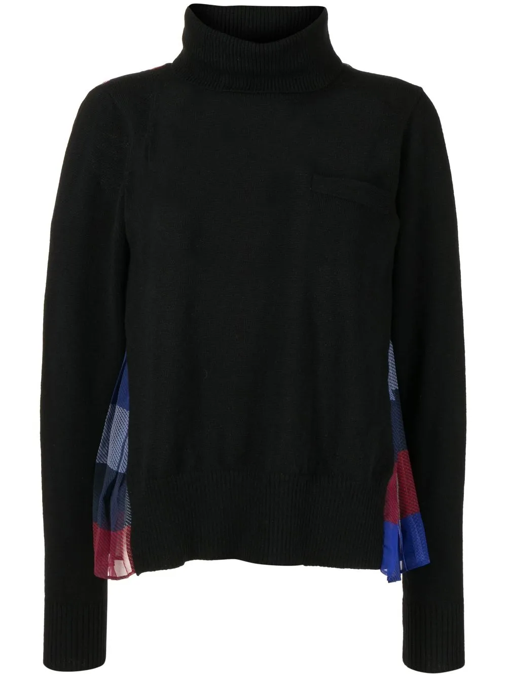 

sacai patchwork panelled roll-neck jumper - Black