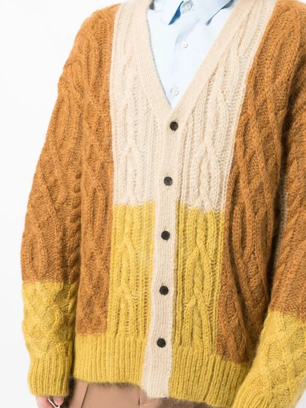 Toga colour-block cable-knit Cardigan - Farfetch