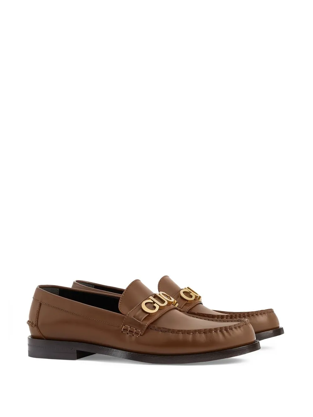 Image 2 of Gucci logo-plaque leather loafers