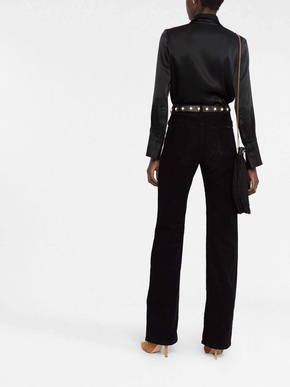 Shop Saint Laurent Straight-leg Corduroy Trousers In Schwarz