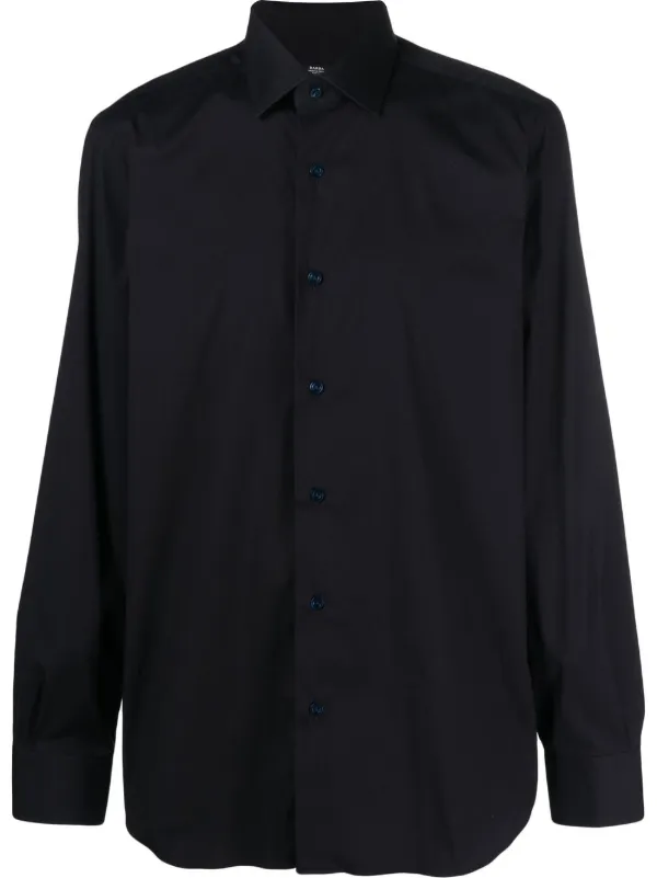 Barba Long-sleeved Cotton Shirt in Blue