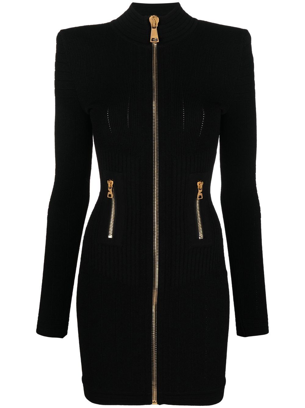 

Balmain vestido tejido de canalé con cierre - Negro